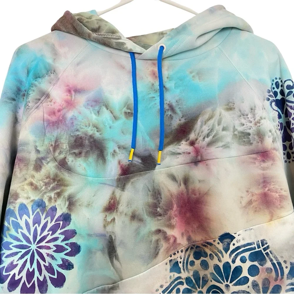 Nike Tie Dye Hoodie Sweatshirt Mens Size Large Unisex Pullover Hand Painted Blue - Picture 3 of 16